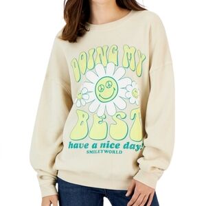 Smiley World Women's Sweatshirt Sweater Beige Size XL
